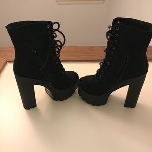 Platform thick heel booties